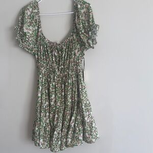 Floral Green Mini Dress